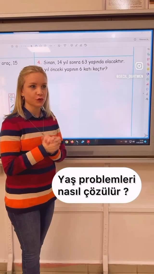Haydi! 3 ve 4. sınıflar hep birlikte yaş problemi çözelim. 🌺 Faydalı bulduysanız eğer 🍭 Beğeni ve kaydet yaparken “Emeğinize sağlık öğretmenim” yorumunu da yazmayı unutmayınız lütfen. Teşekkür eder