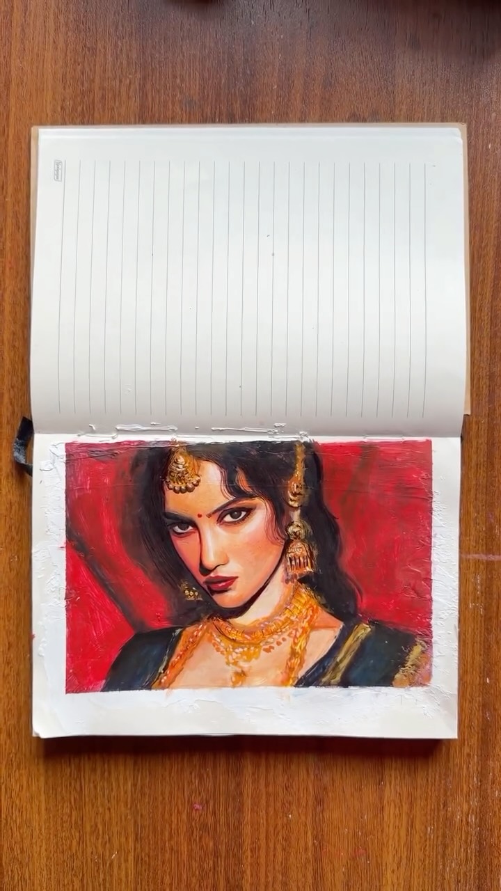 Dear Diary, I ran out of canvas. @ps.rathour #artreelsofinstagram #painting #artistic #acrylicpainting Acrylic Portrait Painting on Paper