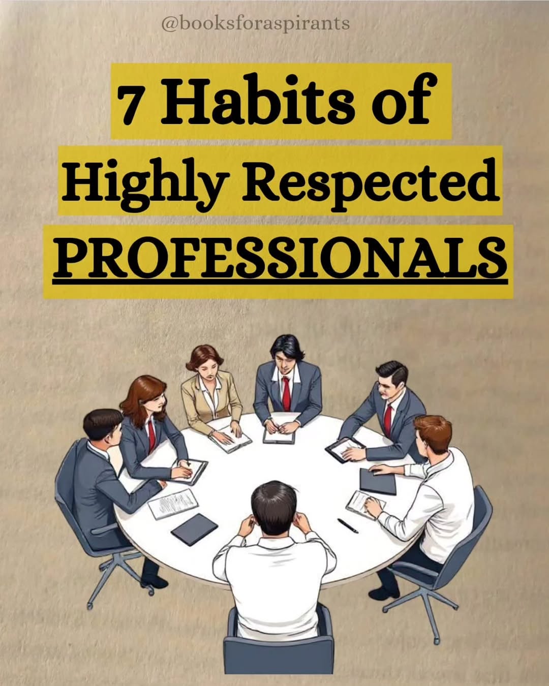 7 Habits of Highly Respected Professionals. - Follow @booksforaspirants - Save and share with your friends .