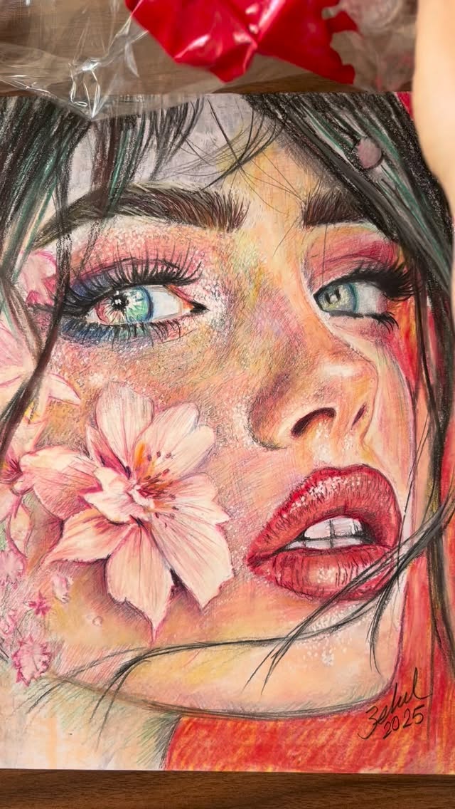 I ruined this beautiful painting of my.π’ #betulkavruk #portre #portrait #pastelportrait #pastelportre