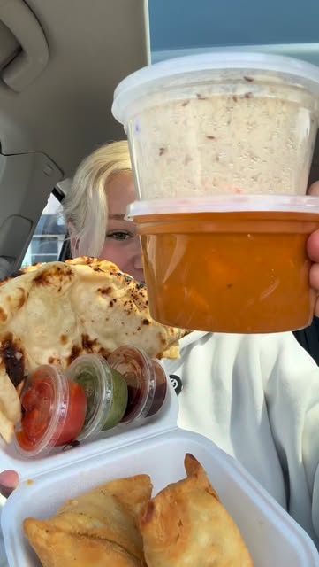 #Indian Eating Food Reel by @eatswbrooke - Indian food mukbang 🌶️😍 I got samosas, tikka masala, and it came with dipping sauces and naan omg so good. one of my fav meals ☺️ also just felt it