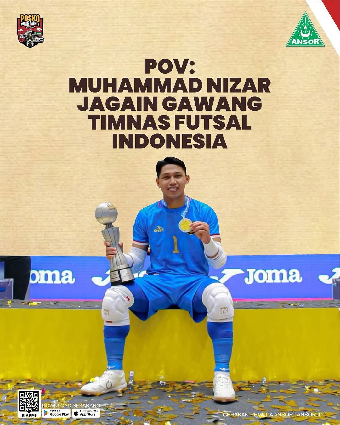 Usai memborong jabatan mentereng di kancah futsal dunia. Muhammad Nizar, kiper andalan timnas Futsal Indonesia asal Sragenesia ini, pelapis Ahmad Habibie, dengan teknik kepiawaiannya dalam shooting bl