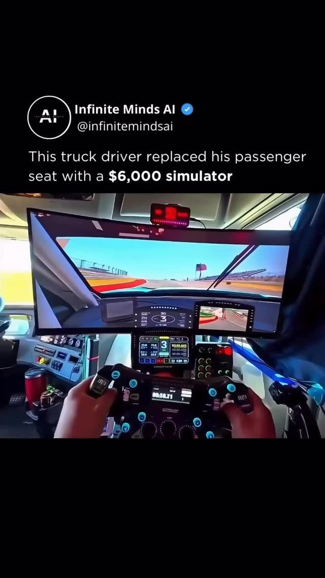 A truck driver went viral after replacing the passenger seat of his semi with a $6,000 racing simulator, using it to run virtual laps while stuck in traffic. On the surface, it’s a novelty. But it re