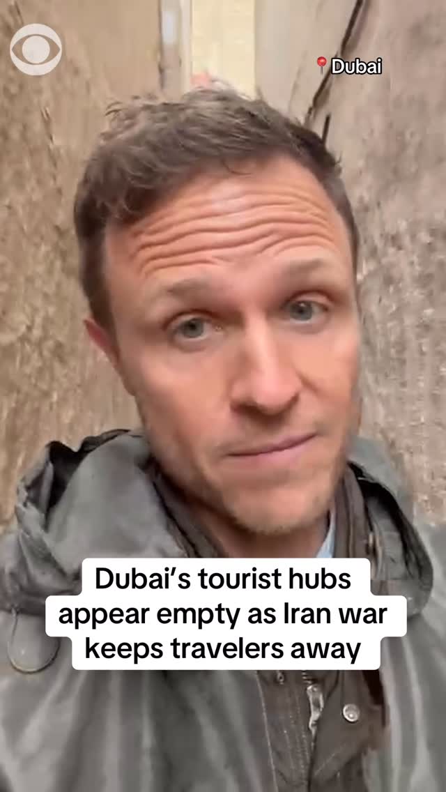 During what is usually a busy season in Dubai, tourist areas in the city appear nearly empty as the war with Iran keeps travelers away. CBS News’ @saychrislive says he did not see a single tourist wh