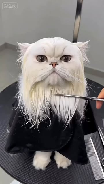 #Cat Reel by @sifuyik (verified account) - Persian Cat Haircut video is going viral.
So here are the prompt 👇🏻👇🏻