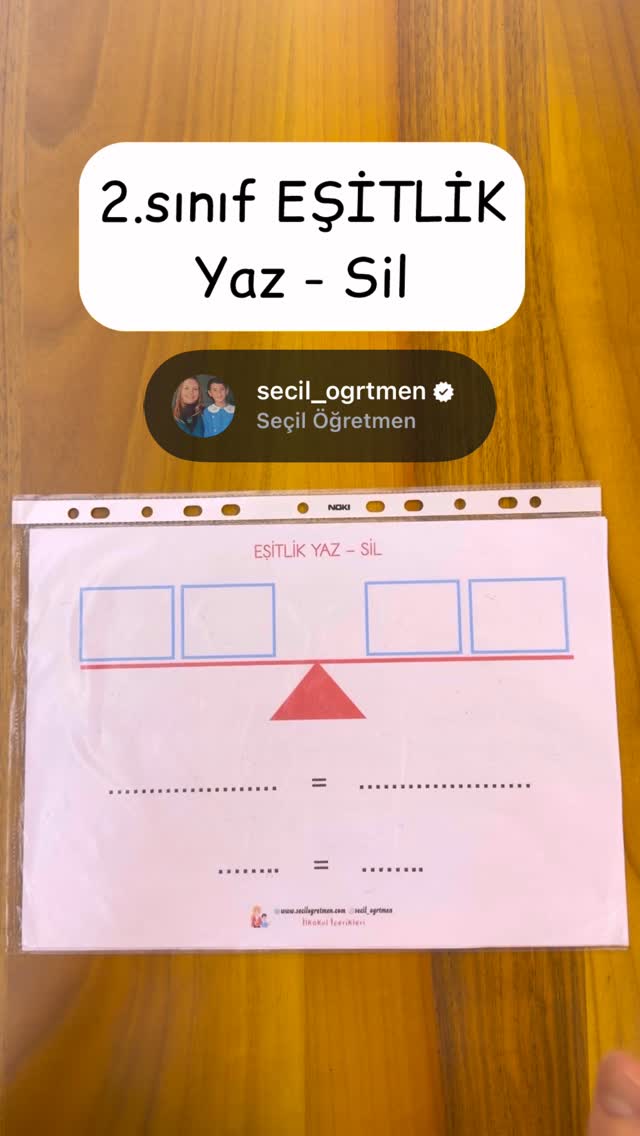 2.sınıflar için hazırladığım “Eşitsizlik Yaz-Sil” şablonumu gördünüz mü?? Çocuklar yaz-sil etkinliklerine bayılıyorlar. Bir yandan eğleniyorlar bir yandan da öğreniyorlar. Özellikle yaz-sil etkinlikle