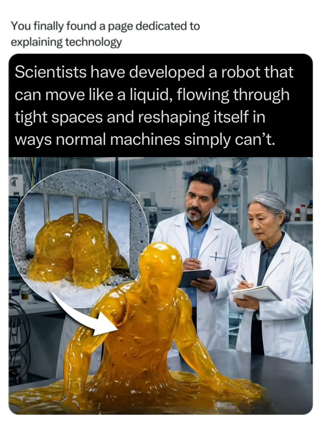 Follow @explaining.tech to learn everything about technology one post at a time 🧠⚙️ Scientists have developed a groundbreaking “liquid metal” robot capable of shifting between solid and liquid state