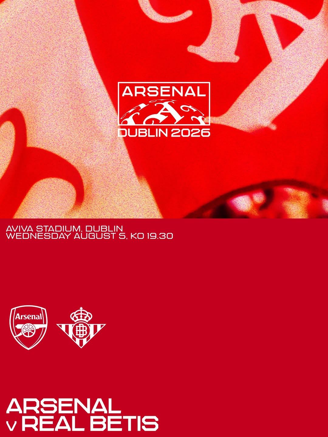 The Arsenal in Dublin 🇮🇪 We’ll face La Liga side Real Betis at the Aviva Stadium on Wednesday 5th August 👊 Tickets will go on pre-sale from Wednesday 25th March at 2pm 🎟️