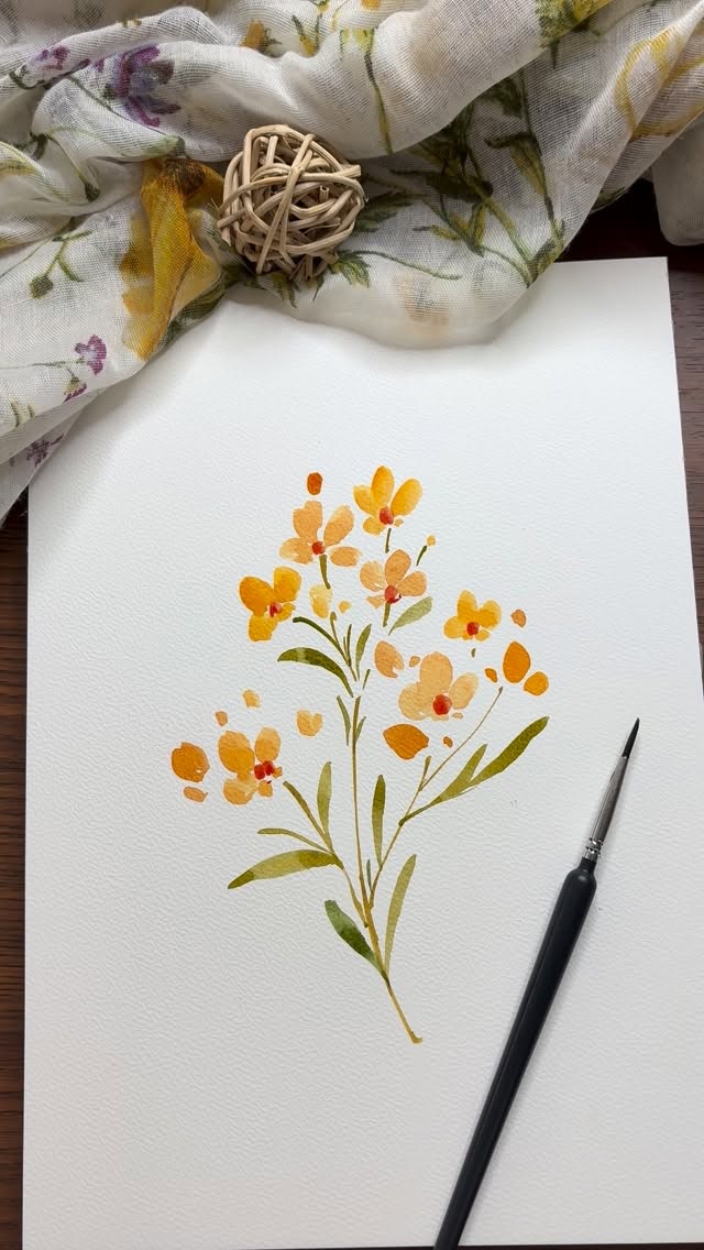 Finding beauty in simplicity after hours on the computer. #watercolorfloral
