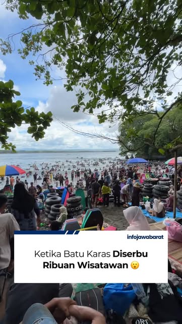 #Pantai Krapyak Reel by @infojawabarat (verified account) - 📡 Lautan Manusia 😮
.
Sejak Minggu (22/1) kemarin, kawasan wisata Pantai Batu Karas terus didatangi para wisatawan. Pantai yang berada di Kecamatan C