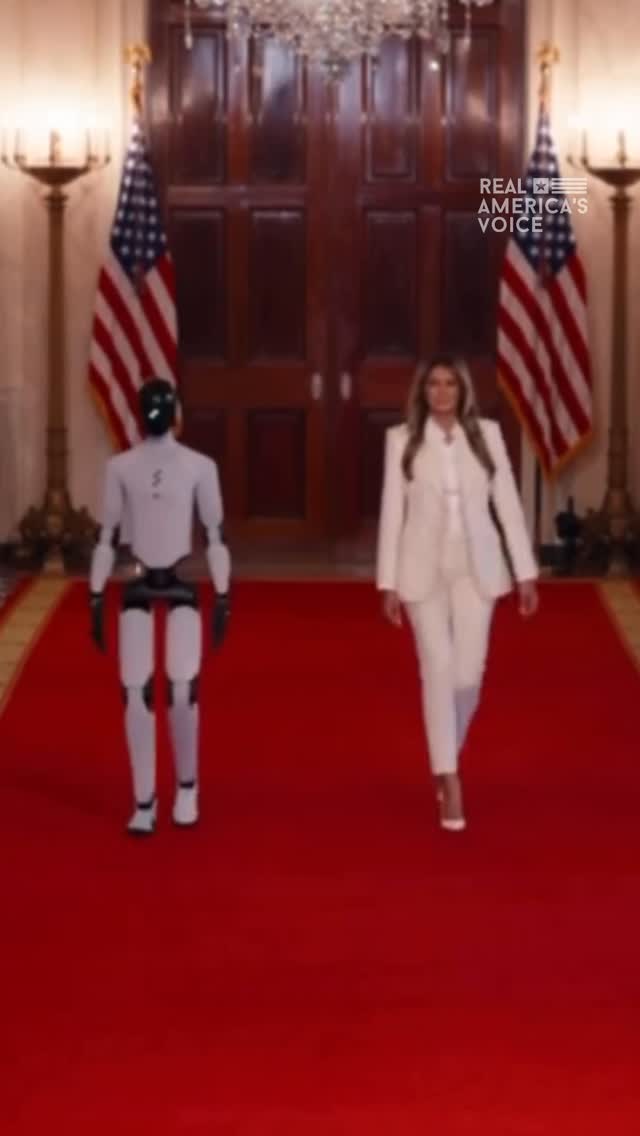 🚨 @FLOTUS arrives at her Fostering the Future Together summit on AI education, joined by Figure Robot 03, an American-built humanoid robot