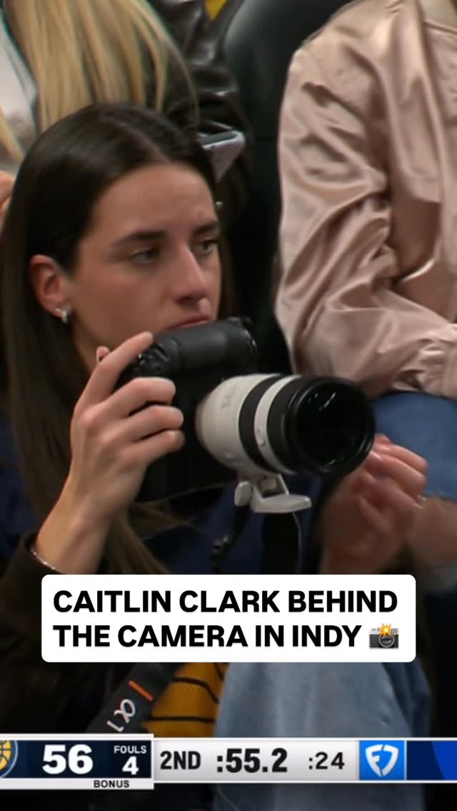 @caitlinclark22 shows off her skills as a @pacers photographer during tonight’s game! 🙌 LAL/IND on NBA League Pass • <link in bio>